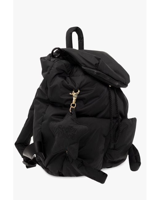 See By Chloé Black ‘Joy Rider’ Backpack With Logo