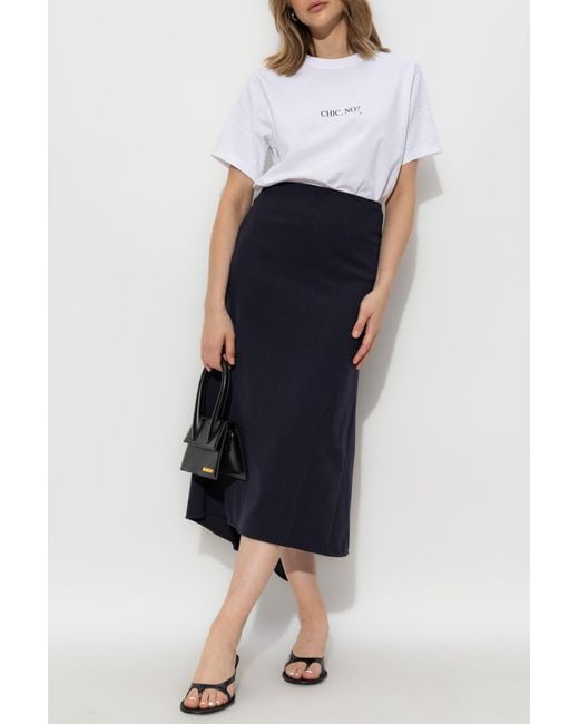 Victoria Beckham Blue Skirt With Back Slit