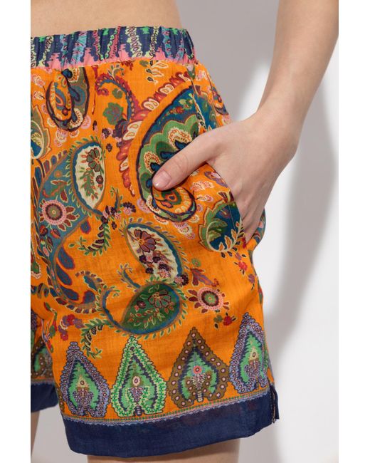 Etro Orange Patterned Shorts