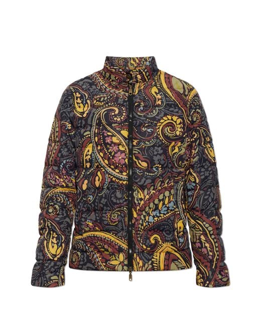 Etro Multicolor Down Jacket With Stand-Up Collar