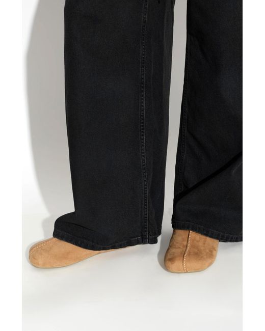 MM6 by Maison Margiela Brown Suede Slides With Logo