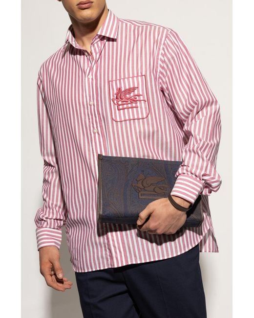 Etro Blue Handheld Pouch for men