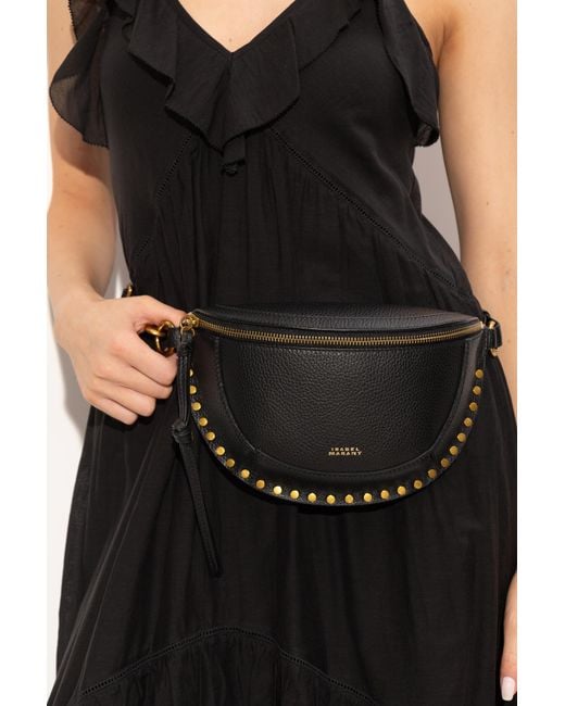 Isabel Marant Black Leather Waist Bag 'Skano'