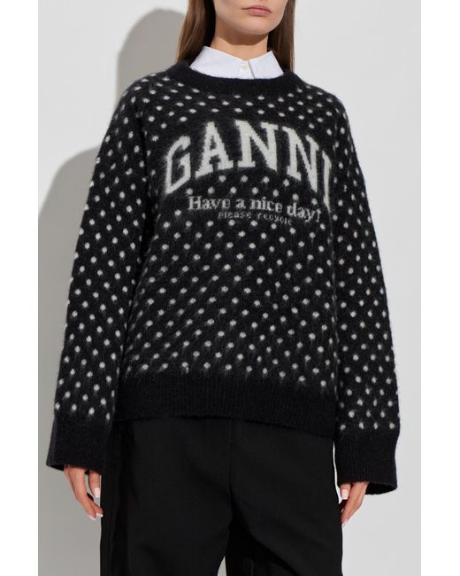 Ganni Black Polka Dot Pattern Sweater