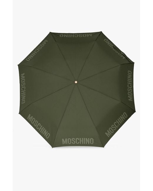 Moschino Green Folding Umbrella With Logo