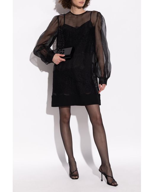 Dolce & Gabbana Black Dress With Lace Trim