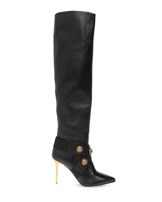 Balmain 'alma' Heeled Boots In Leather in Black | Lyst