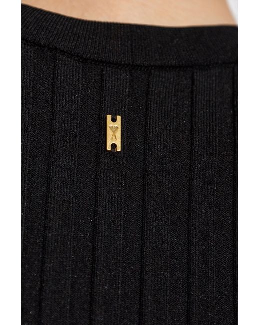 AMI Black Pleated Top