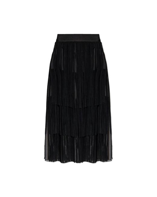Dolce & Gabbana Black Silk Skirt With Leather Fringes