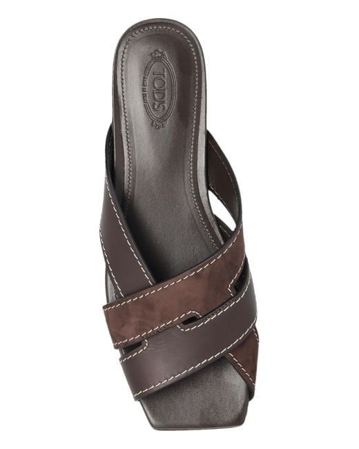 Tod's Brown Leather Slides