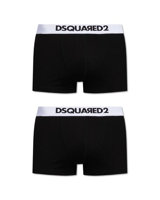 DSquared² Black Branded Boxers Two-Pack for men