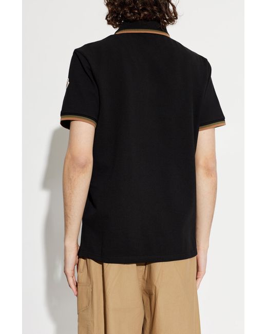Moncler Black Polo With Logo Patch for men