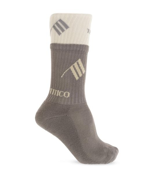 The Attico Gray Cotton Socks With Logo