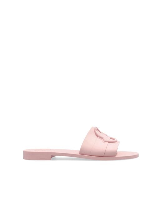 Moncler Pink Slides With Logo