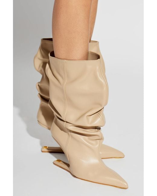 Balmain White Leather Heeled Ankle Boots