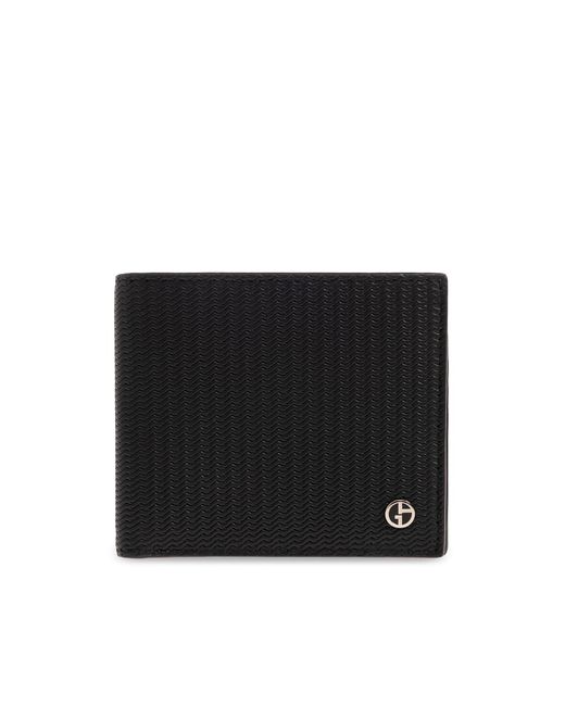 Giorgio Armani Black Leather Wallet With Logo for men