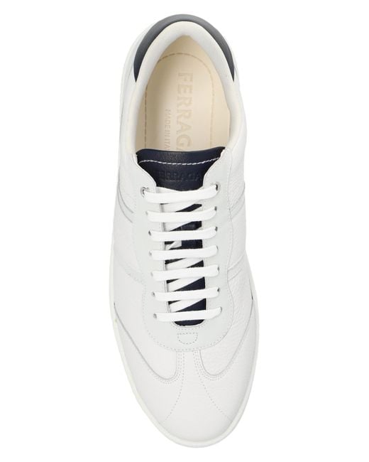 Ferragamo White Hammered Leather Sneakers for men