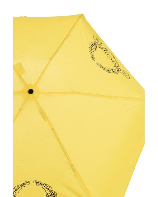 Moschino Yellow Small Foldable Umbrella With Logo