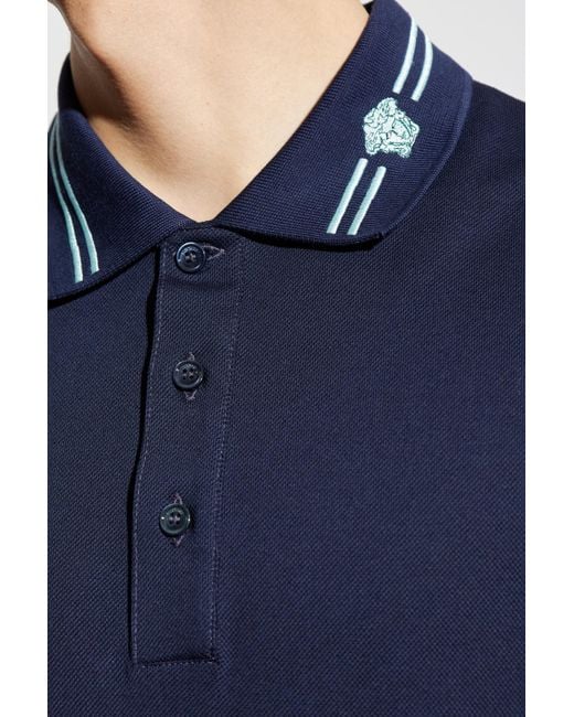 Versace Blue Cotton Polo for men
