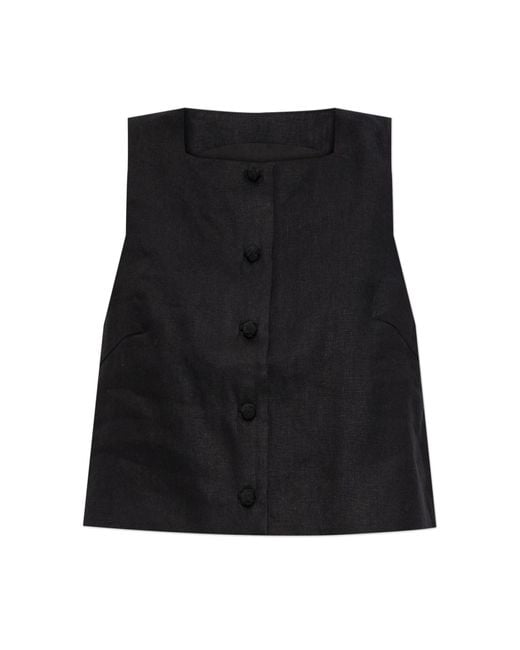 Posse Black Linen Vest "Rio"