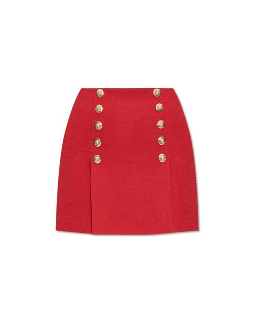 Balmain Red Skirt With Buttons