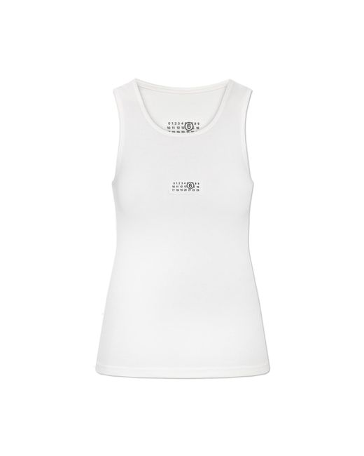 MM6 by Maison Margiela White Ribbed Sleeveless Top