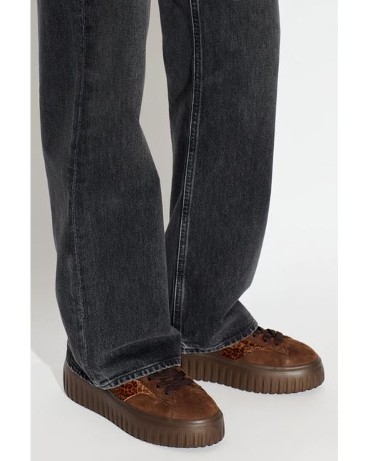 Hogan Brown Sports Shoes On 'H-Stripes' Platform
