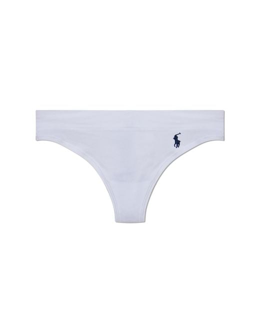 Polo Ralph Lauren Blue Cotton Thong With Logo