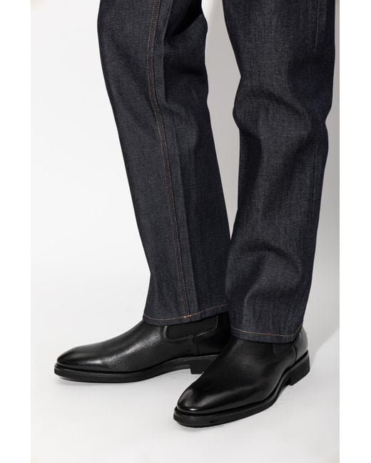 Tom Ford Black Leather Ankle Boots for men