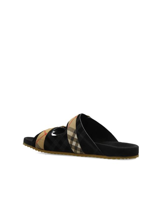 Burberry Black Flip-Flops With Logo for men