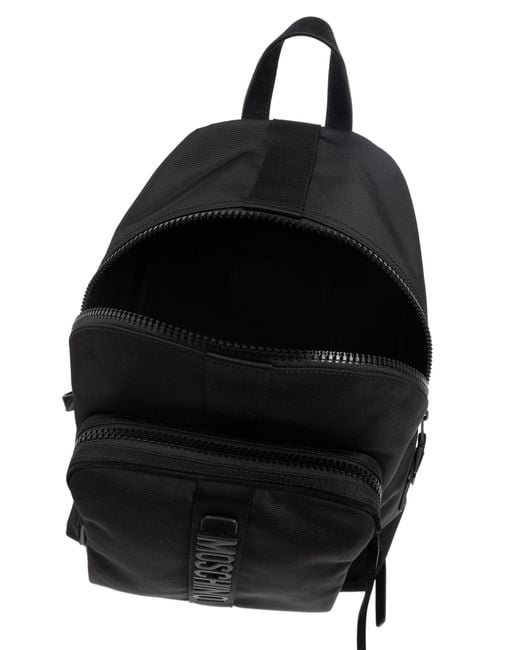 Moschino Black Backpack With Logo for men