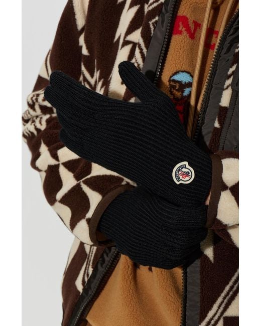 Moncler Black Woolen Gloves for men