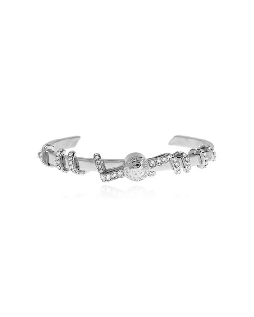 Versace Metallic Bracelet With Shimmering Crystals