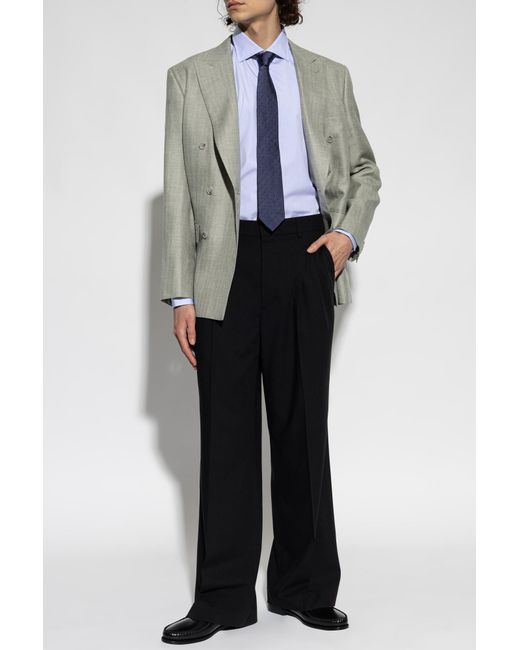 Brioni Gray Double-Breasted Blazer for men