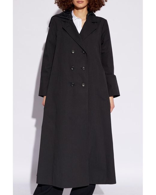 Emporio Armani Black Trench Coat With Detachable Hood,