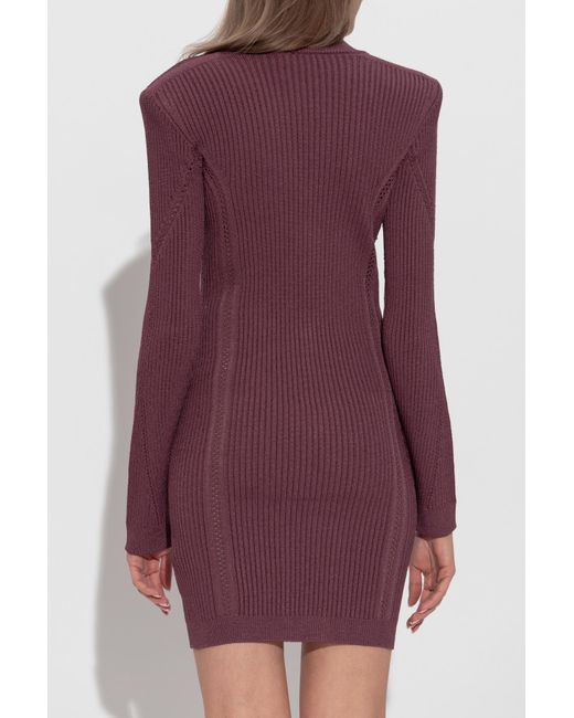 Balmain Purple Dress With Decorative Buttons