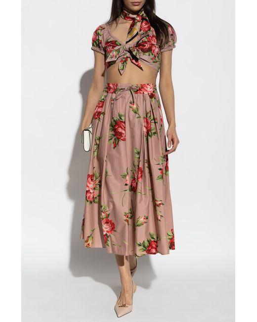 Dolce & Gabbana Pink Floral Motif Skirt