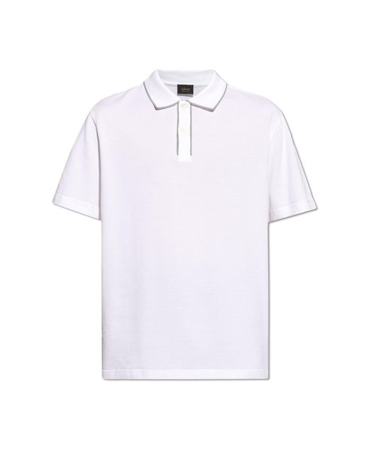 Brioni White Cotton Polo Shirt With Logo, for men