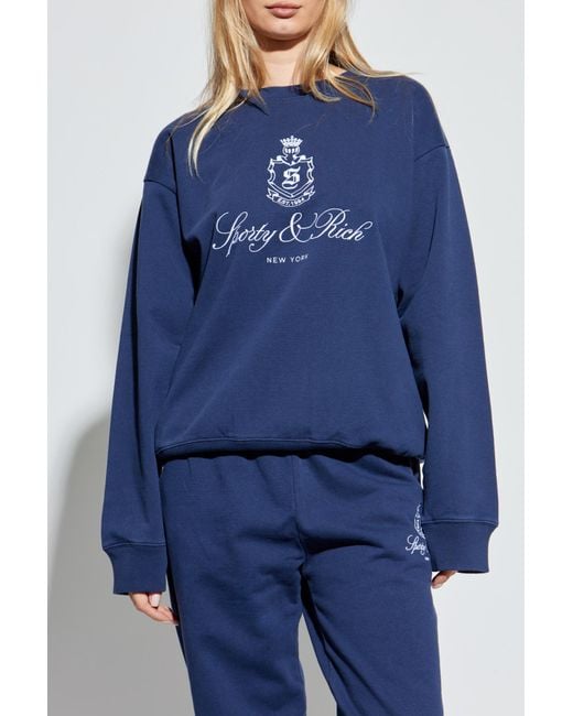 Sporty & Rich Blue Sweatshirt With Logo From The 'Core' Collection