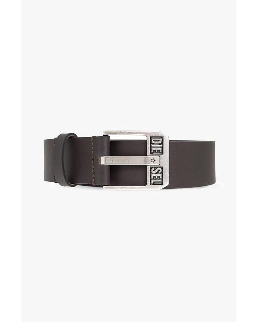 DIESEL Brown 3.9Cm Leather Belt With Star Logo Buckle for men