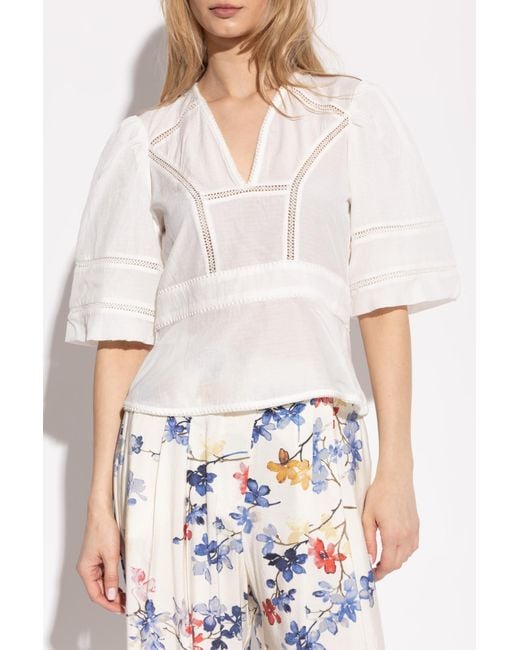 Munthe White Short Sleeve Top 'Florise'