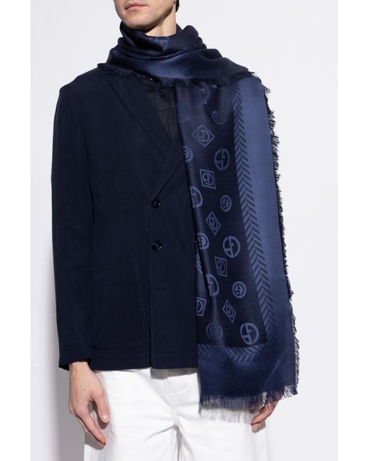 Giorgio Armani Blue Scarf With Monogram for men