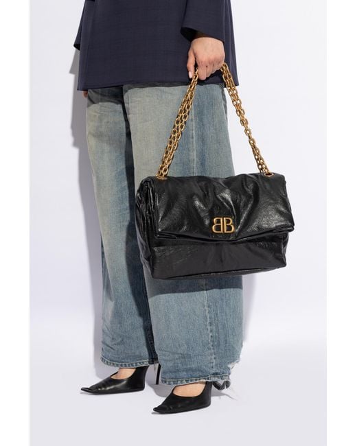 Balenciaga Black 'Monaco M' Shoulder Bag