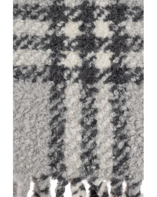 Burberry Gray Scarf With A Check Pattern