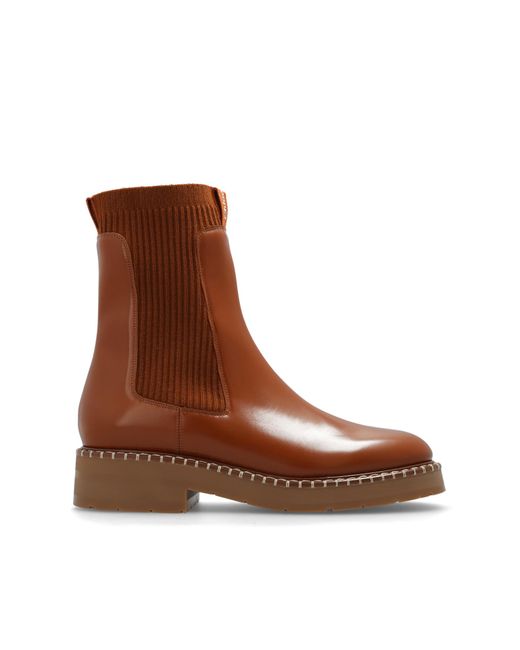 Chloé Brown Ankle Boots With Logo