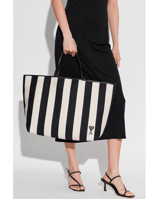 AMI Black 'Ami De Coeur' Shopper Bag