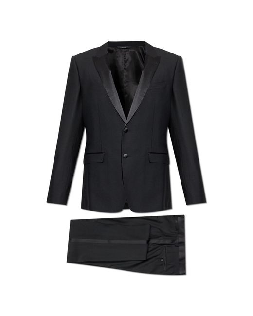Dolce & Gabbana Black Wool Suit With Vest for men