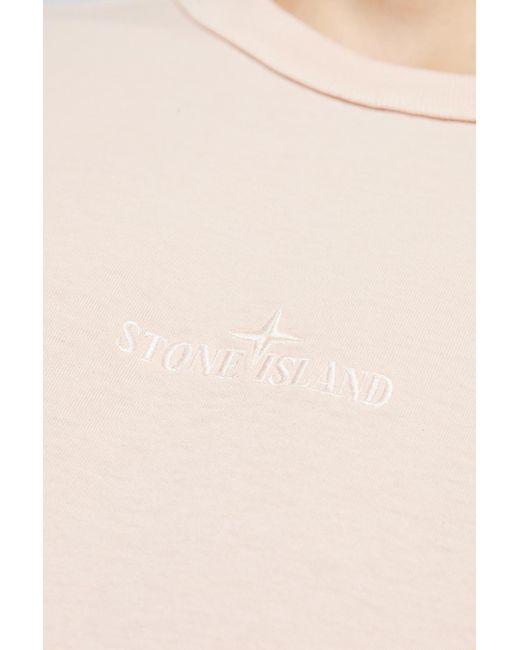 Stone Island White T-Shirt With Logo for men