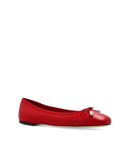 Jimmy Choo Red Ballet Flats `Elme`