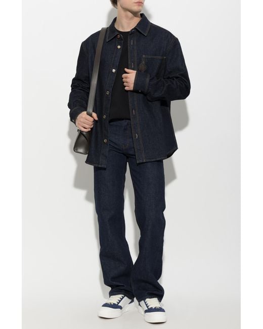 Casablanca Blue Denim Shirt With Pocket for men